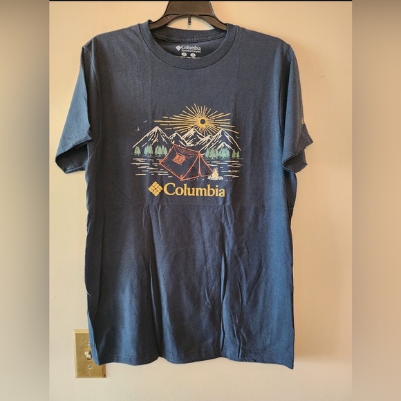 Columbia Mountains Navy Blue T-shirt Size medium - Picture 1 of 5